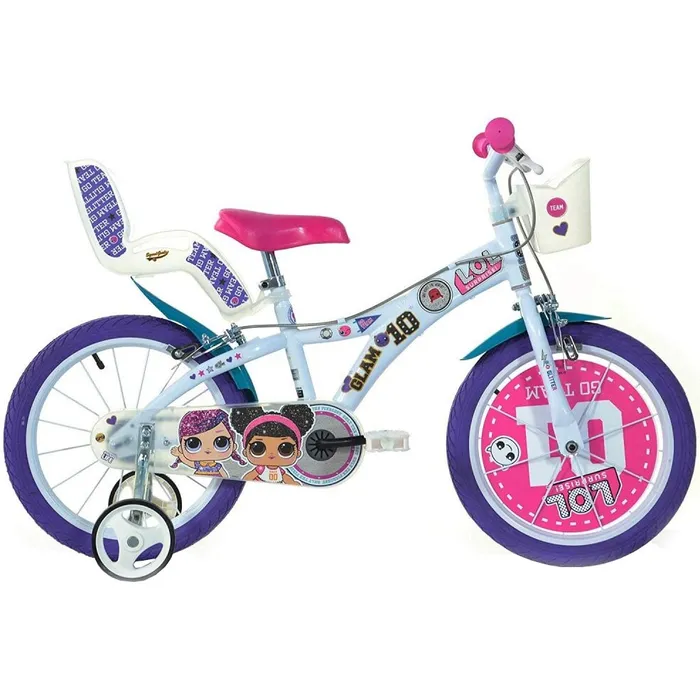 Bicicleta Dino Bikes pentru fetite 16 inch alba