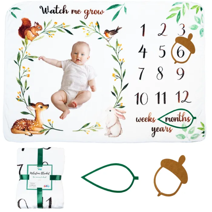 Paturica aniversara pentru bebelusi Animalute 100x150cm