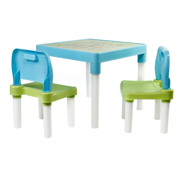 Set activitati masa cu 2 scaune albastru deschis