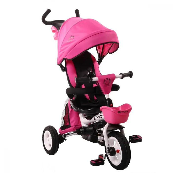 Tricicleta pliabila cu maner parental roz pentru copil